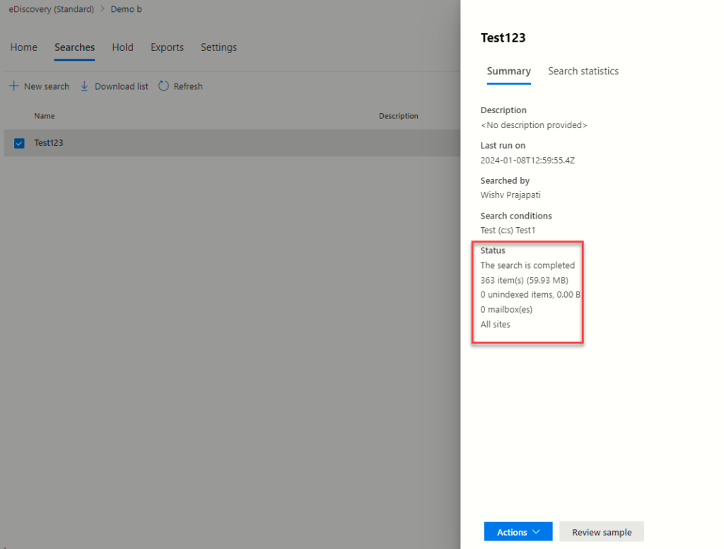 Exploring Microsoft Purview eDiscovery Solutions 22 Reviewing Search Results