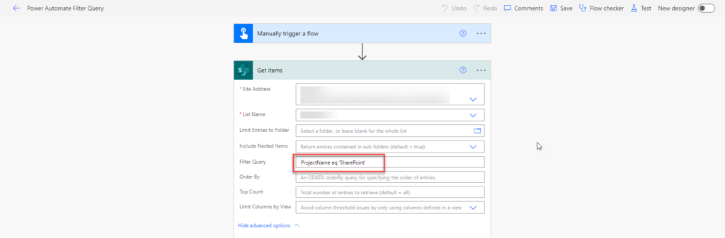 Using SharePoint Filter Queries in Power Automate: A Guide to Efficient Data Retrieval 2 Single line of text