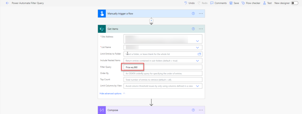 Using SharePoint Filter Queries in Power Automate: A Guide to Efficient Data Retrieval 4 Number Column