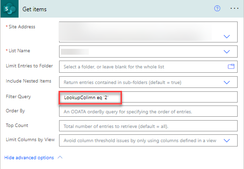 Using SharePoint Filter Queries in Power Automate: A Guide to Efficient Data Retrieval 7 Lookup Column