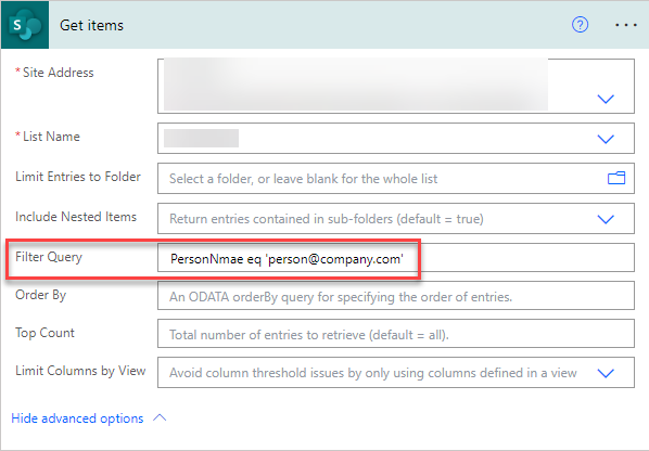 Using SharePoint Filter Queries in Power Automate: A Guide to Efficient Data Retrieval 9 Person or Group