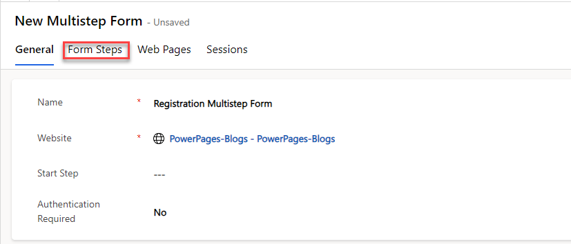 How to add Multistep Form in Power Pages. 4 IMG03