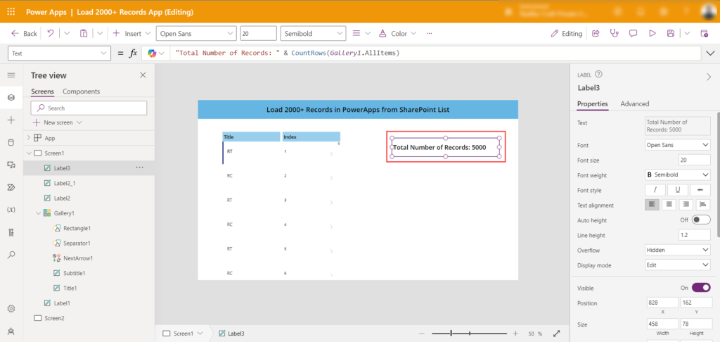 How to Load 2000+ Records in Canvas PowerApps from SharePoint List using collection 9 IMG07 1
